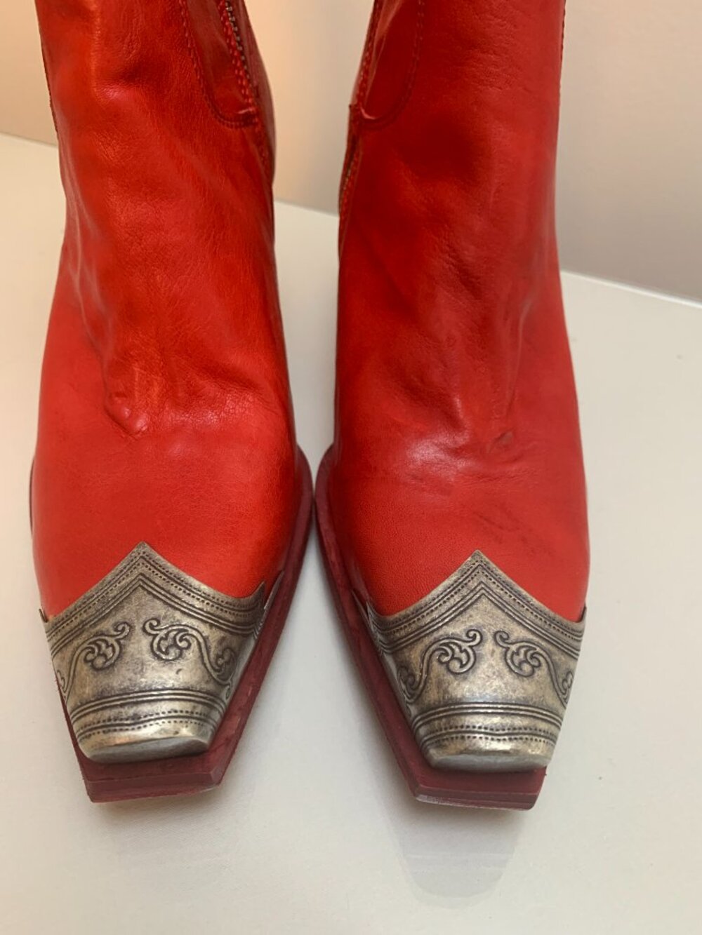 Free People Brayden Western Leather Boots Red - US 6 - Picture 7 of 14